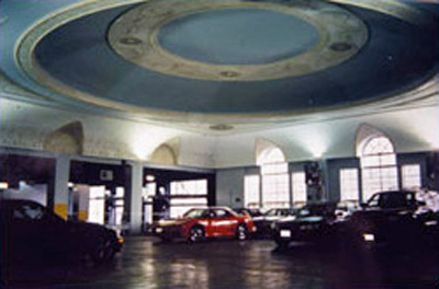 Photo of Chicago hotel ballroom converted into a parking garage