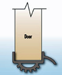 Illustration of a door shoe with drip and vinyl seal