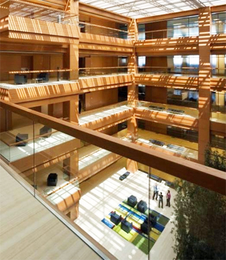 CalPERs Headquarters Complex daylit interior atrium space in the building's core