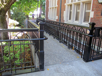 A view of a sensitively designed ramp at Reed College in Portland, Oregon.