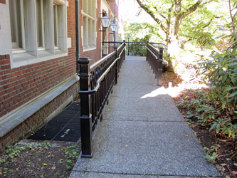 An alternate view of a sensitively designed ramp at Reed College in Portland, Oregon.