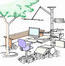 Drawing of a mobile office for the intelligent workplace