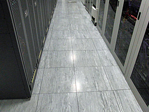 Raised flooring in place in ADP mainframe space