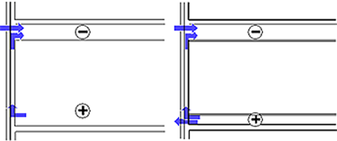 Figure showing plenums connected to exterior enclosure and the movement of moist air depicted by blue arrows through the assembiles