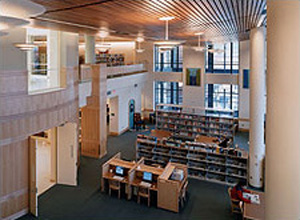 Reading room view of Eugene Public Library, Eugene, Oregon