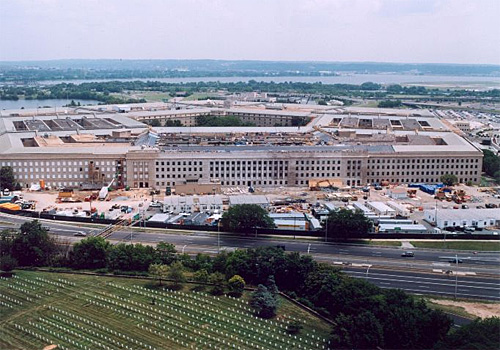 Aerial photo of the Pentagon during renovations