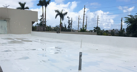 example of a sealed roof after Hurricane Maria, Puerto Rico
