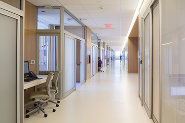 Corridor view of patient floor at Christ Hospital Joint and Spine Center