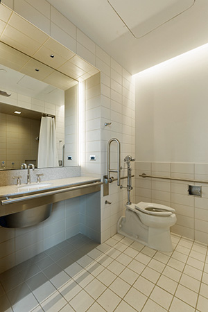 Completed patient bathroom at The Christ Hospital, Cincinnati, OH