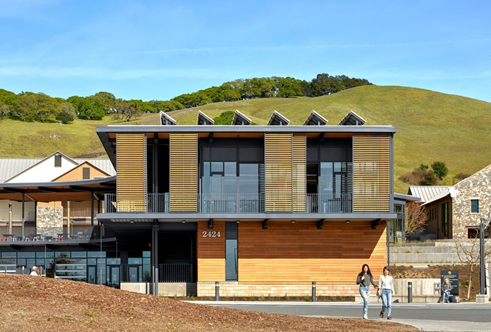 exterior of Sonoma Academy's Janet Durgin Guild and Commons with geo-exchange system