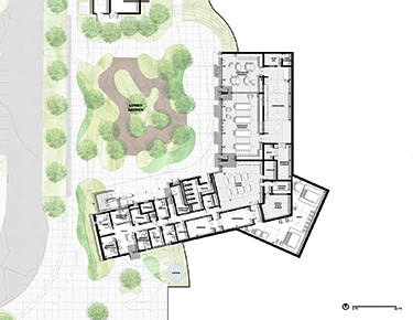 Lower floor plan of Sonoma Academy's Janet Durgin Guild and Commons