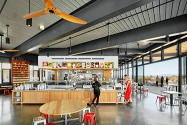Open modern dining commons space for the students at Sonoma Academy's Janet Durgin Guild and Commons