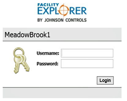 Screenshot of login for direct internet connection to Johnson Control Facility Explorer