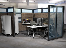 A more advantageous workstation layout includes office orientation and glazing.