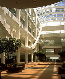 An example of natural light from a sky lit atrium at EDS Corporate Headquarters-Plano, TX