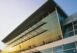 Photo of Istanbul's Ataturk Airport International Terminal Building's use of laminated glass for safety and securty