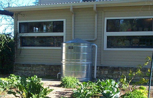 Photo of rainwater harvesting for reuse in landscape irrigation