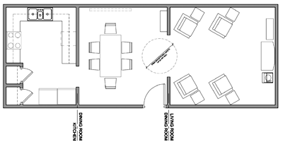 Sample day room layout for a fire station