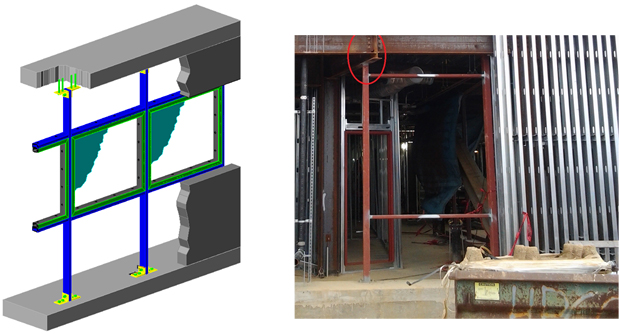 two general types of blast window steel H-Frame support for lightweight wall systems