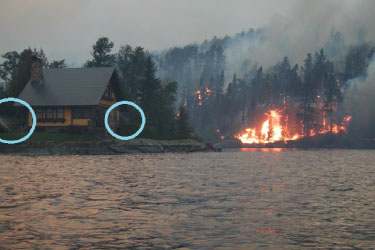 Photo of a sprinkler system at a U.S. Forest Service Cabin.