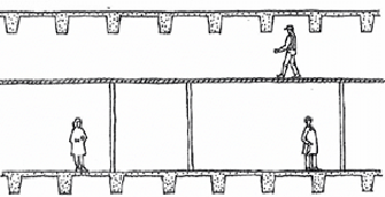 Drawing of a cross-section showing interstitial space with deck above an occupied floor