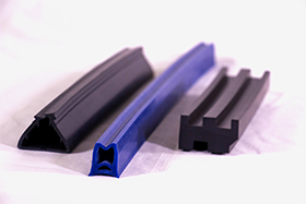 series of different extruded rubber gaskets