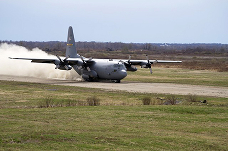 C-130 touchdown on Fort Drum Landing Zone