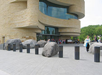 Bollards and boulders outside the American Indian Museum, Washington, DC