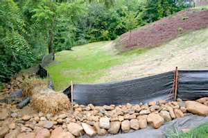 Silt fence used for erosion control measures