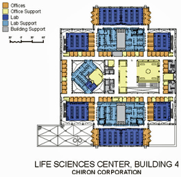 Floorplan of Building 4, Chiron Corporation Emeryville Campus Expansion Project-Emeryville, CA
