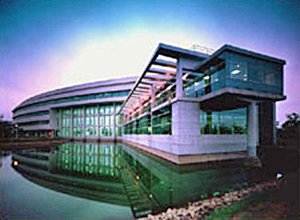 The Central Research Institute-Taejon, Korea, with an artifical lake along the entry side