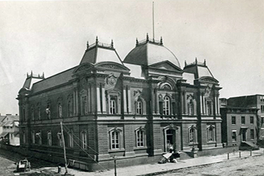 B/W photograph circa 1860s of the main elevation of the Renwick Gallery, Smithsonian American Art Museum