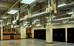 Photo of labs designed with overhead connects and disconnects