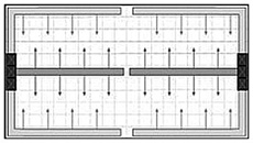 Diagram of shafts at the end of the building