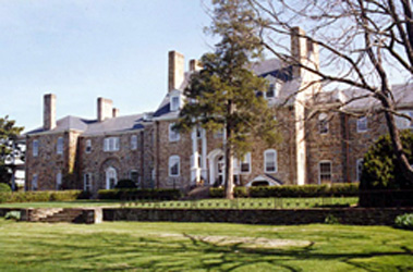 Exterior photo of 18th century brick country estate, Working Horse Farm, located in Virginia