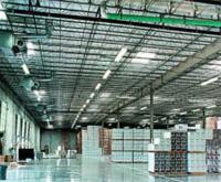 Interior of high bay warehouse