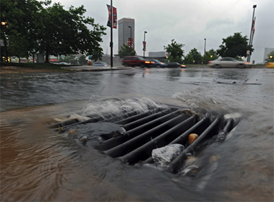 Storm water runoff entering into the local storm drain system
